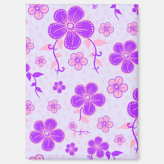 Pretty Floral Print Purple and Pink on Lavender Magnet