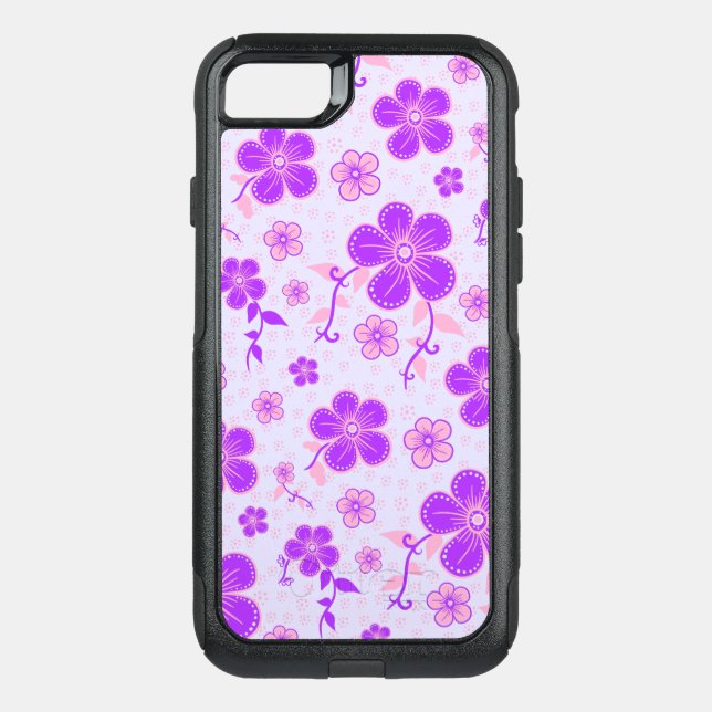 Pretty Floral Print Purple and Pink on Lavender Otterbox iPhone Case (Back)
