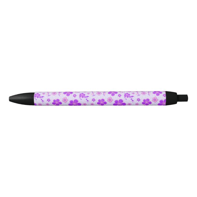 Pretty Floral Print Purple and Pink on Lavender Pen (Front)