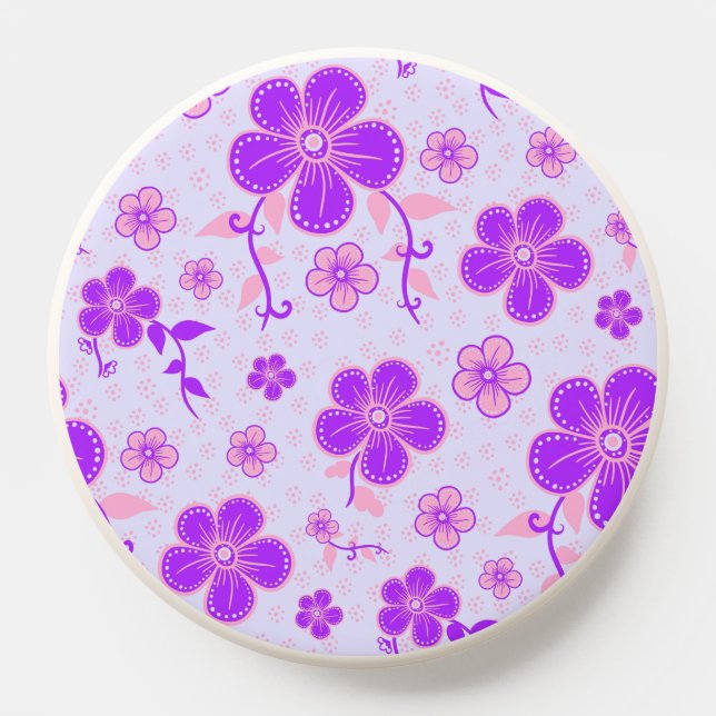 Pretty Floral Print Purple and Pink on Lavender PopSocket (Popsocket)
