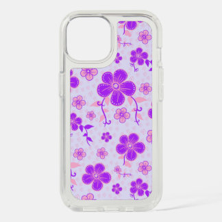 Pretty Floral Print Purple and Pink on Lavender iPhone 15 Case