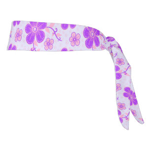 Pretty Floral Print Purple and Pink on Lavender Tie Headband