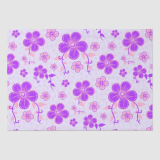 Pretty Floral Print Purple and Pink on Lavender Tissue Paper