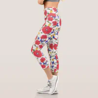 cute spring pastel daisy pattern capri leggings, Zazzle