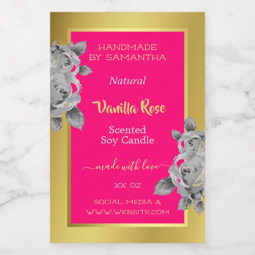 Pretty Floral Product Labels Gold Pink Beauty 