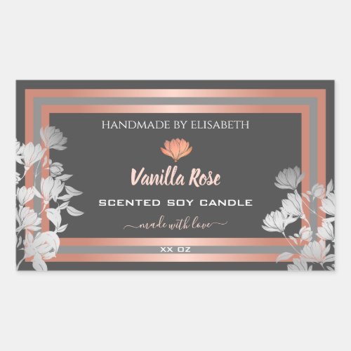 Pretty Floral Product Labels Gray and Rose Gold
