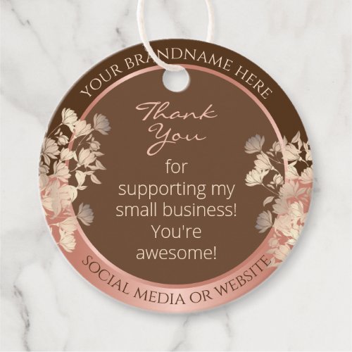 Pretty Floral Product Supplies Brown and Rose Gold Favor Tags