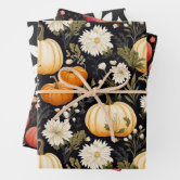 Pumpkin White Autumn Rustic Country Farmhouse Wrapping Paper Sheets