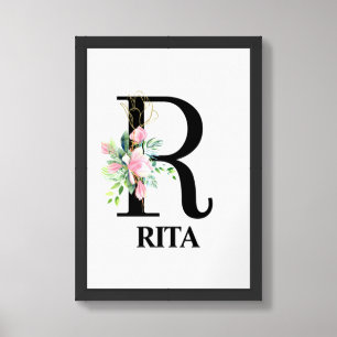 Pretty Floral R alphabet Poster