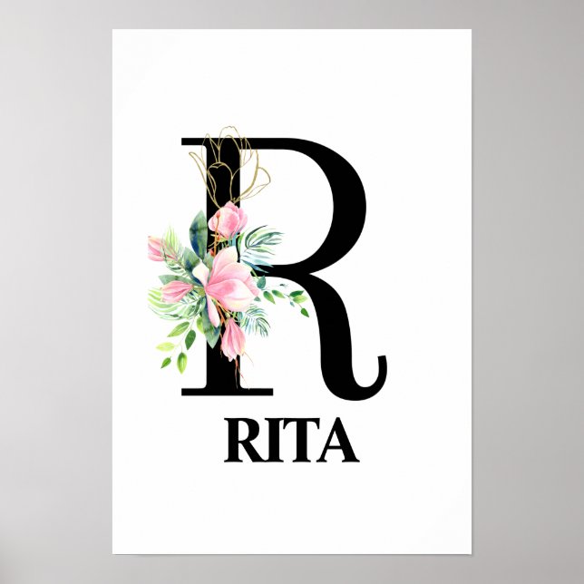 Pretty Floral R alphabet Poster (Front)