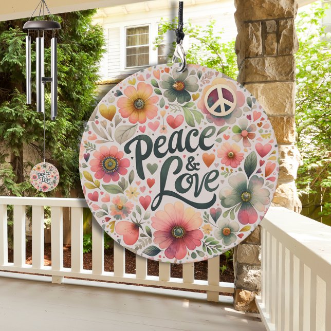 Pretty Floral Retro Peace & Love Wind Chime (Creator Uploaded)