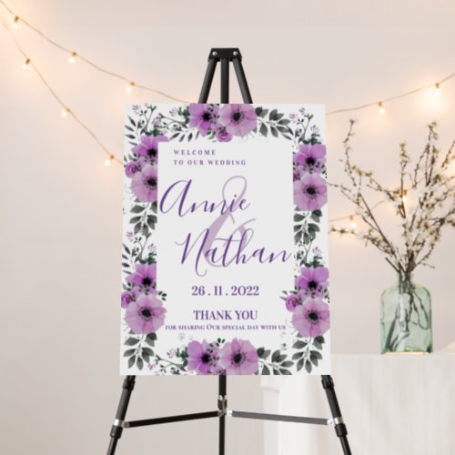 Pretty Floral Romantic Cute welcome To Our Wedding Foam Board