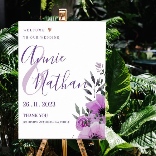 Pretty Floral Romantic Cute welcome To Our Wedding Poster