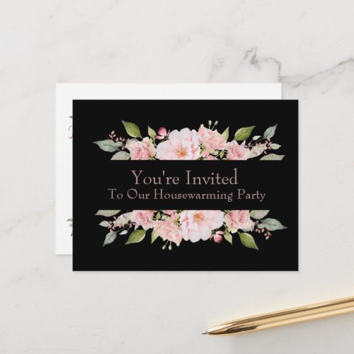 Pretty Floral Roses Housewarming Invitation Postcard