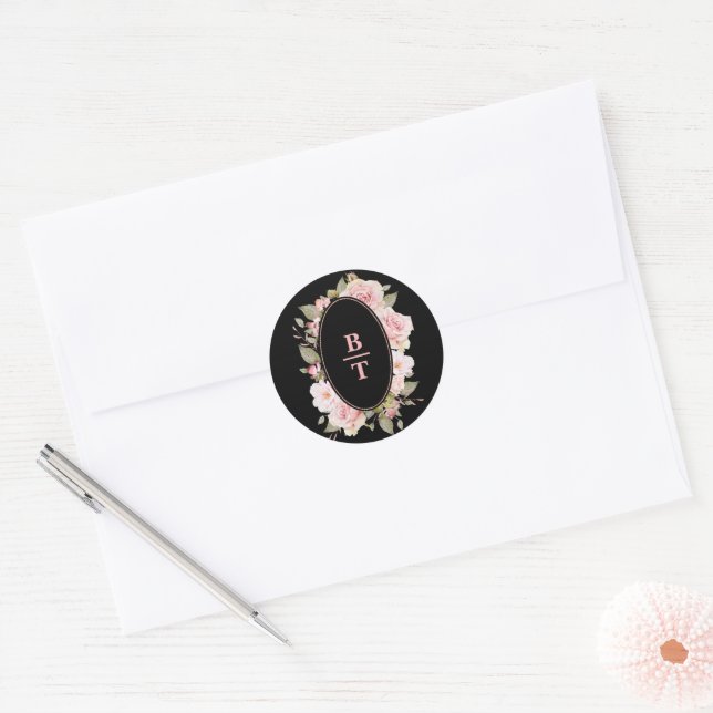 Pretty Floral Roses Monogram Envelope Seal (Envelope)