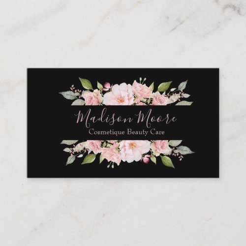 Pretty Floral Roses NameBusiness Inscribed Business Card