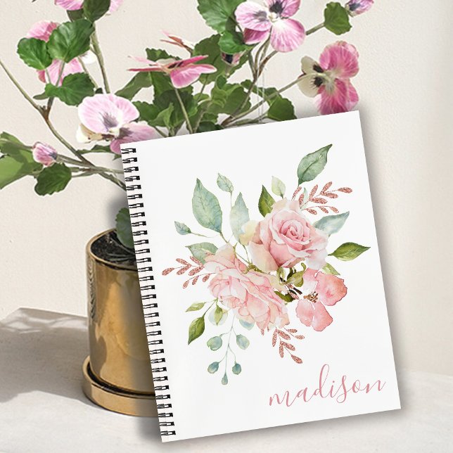 Pretty Floral Roses Name Personalized Journal/ Notebook (Creator Uploaded)