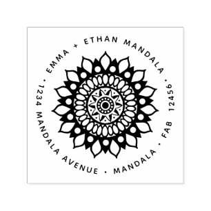 Pretty Floral Round Mandala Universe Flower Self-inking Stamp