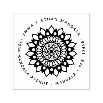 Pretty Floral Round Mandala Universe Flower Self-inking Stamp by 26_Characters at Zazzle
