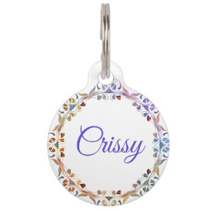 Pretty Floral Round Pet Tag