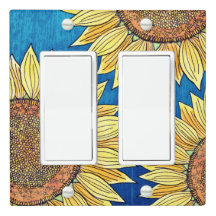 Pretty Floral Rustic Farmhouse Blue Wood Sunflower