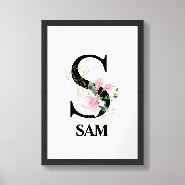 Pretty Floral S alphabet Poster (Framed Front)