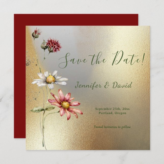 Pretty Floral Save the Date Announcement (Front/Back)