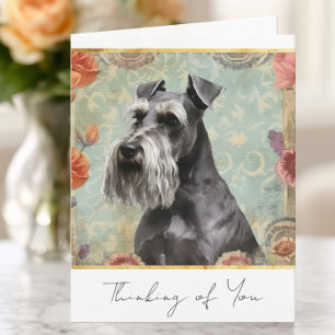 Pretty Floral Schnauzer Thinking of You Note Card