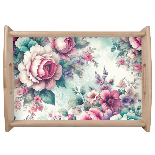 Pretty Floral Shabby Chic  Serving Tray (Front)