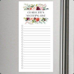 Pretty Floral Shopping List Magnetic Notepad