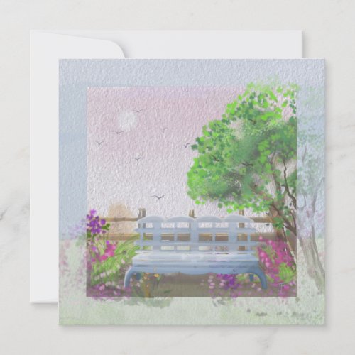 Pretty Floral Sitting Scenery By The Sea Holiday Card