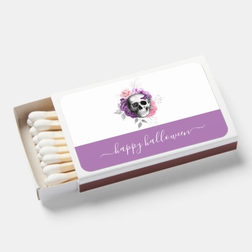 Pretty Floral Skull Happy Halloween Girly Feminine Matchboxes