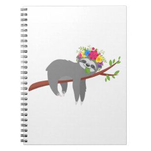 Pretty Floral Sloth Notebook