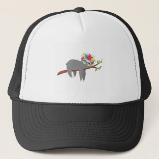 Pretty Floral Sloth Trucker Hat