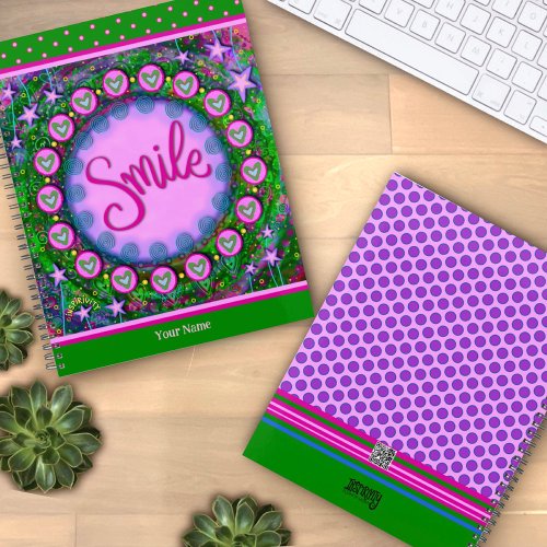 Pretty Floral Smile Cheerful Green PurpleArt Planner