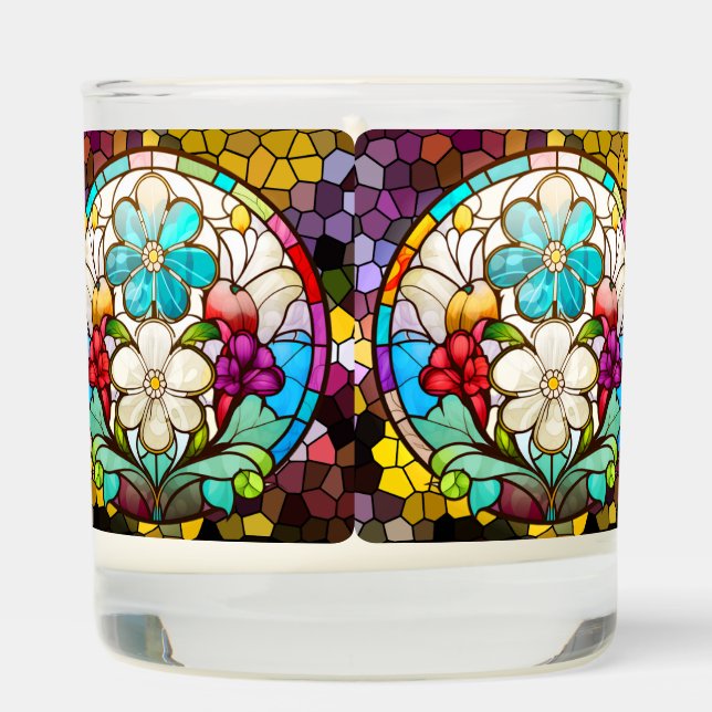 Pretty Floral Stained Glass Scented Jar Candle (Right)