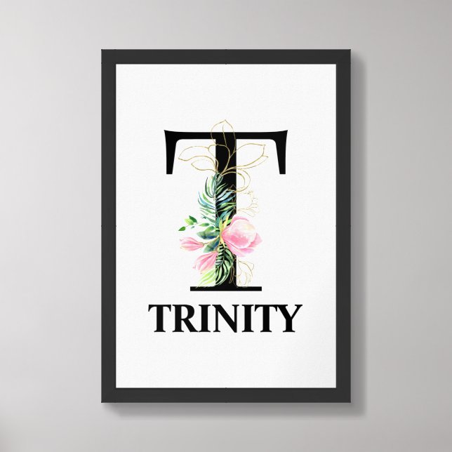 Pretty Floral T alphabet Poster (Framed Front)