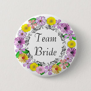 Pretty Floral Team Bride Button