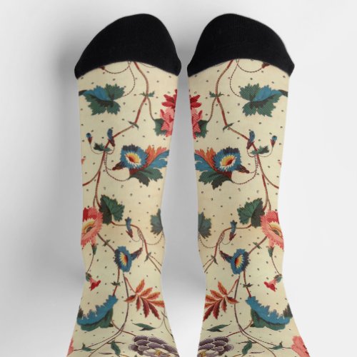 Pretty floral textile design Crew Socks