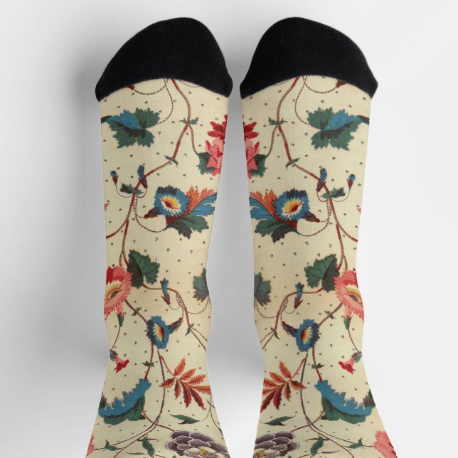 Pretty floral textile design Crew Socks (Top)