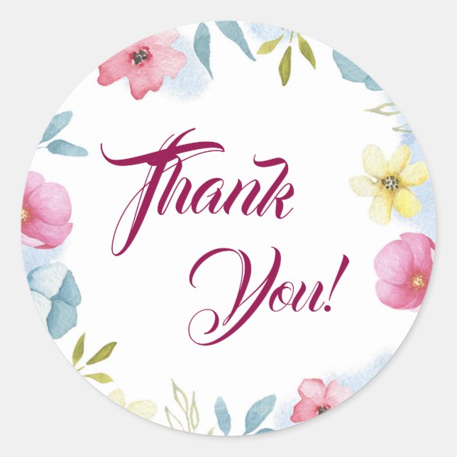 Pretty Floral Thank You Baby Shower Classic Round Sticker (Front)