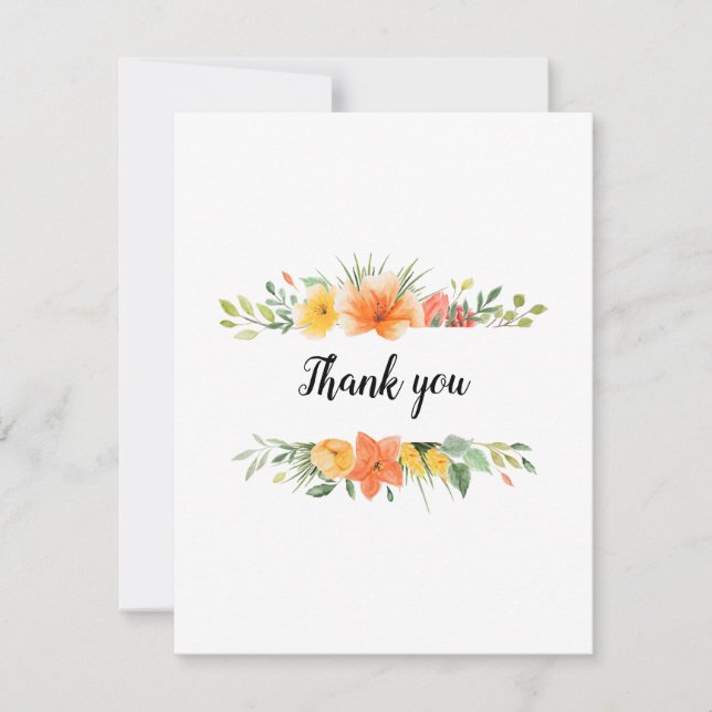 Pretty Floral Thank You or Any Flat Card Blank (Front)