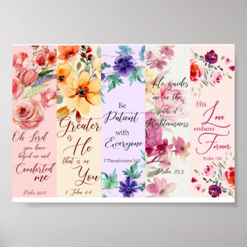 Pretty floral theme Christian bookmarks Poster
