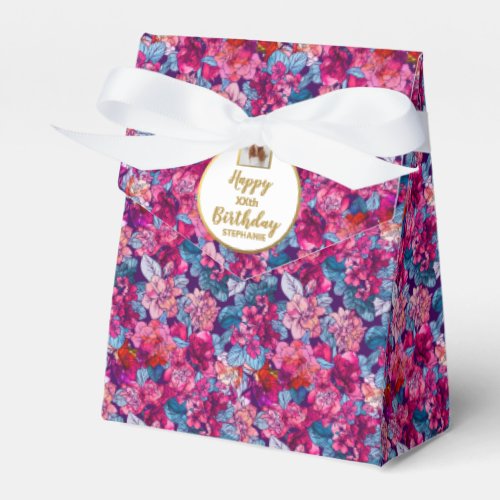 Pretty Floral Theme Custom Photo Birthday Party Favor Boxes