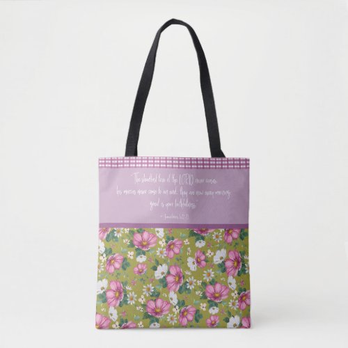 Pretty floral tote with bible verse
