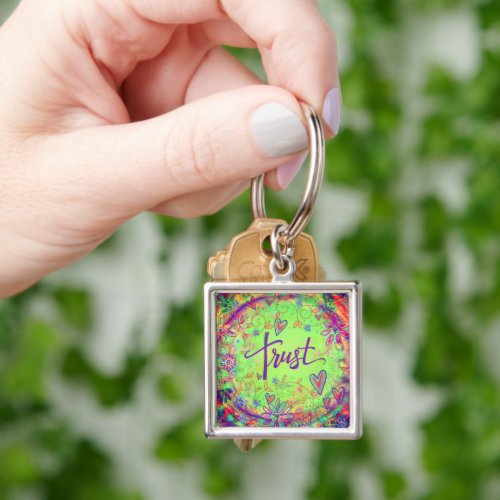 Pretty Floral Trust Inspirivity Keychain