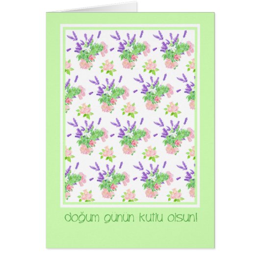 Pretty Floral Turkish Language Greeting Birthday (Front)
