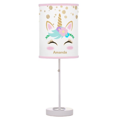 Pretty Floral Unicorn Table Lamp