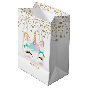 Pretty Floral Unicorns Medium Gift Bag