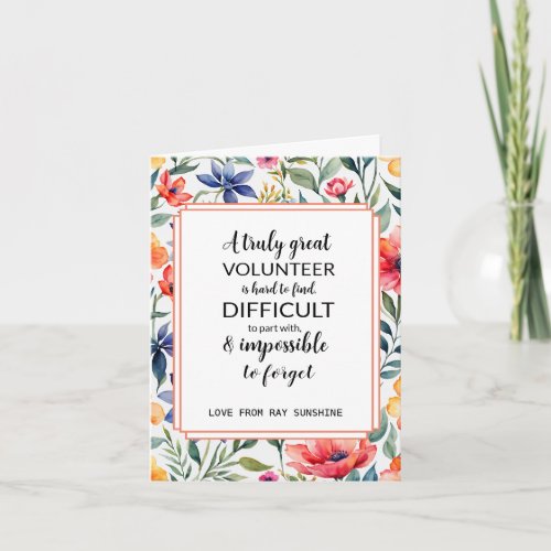 pretty floral volunteer appreciation week  card